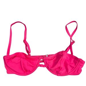 Fleur du Mal Vibrant Pink Underwire Balconette Bikini Top Sz S